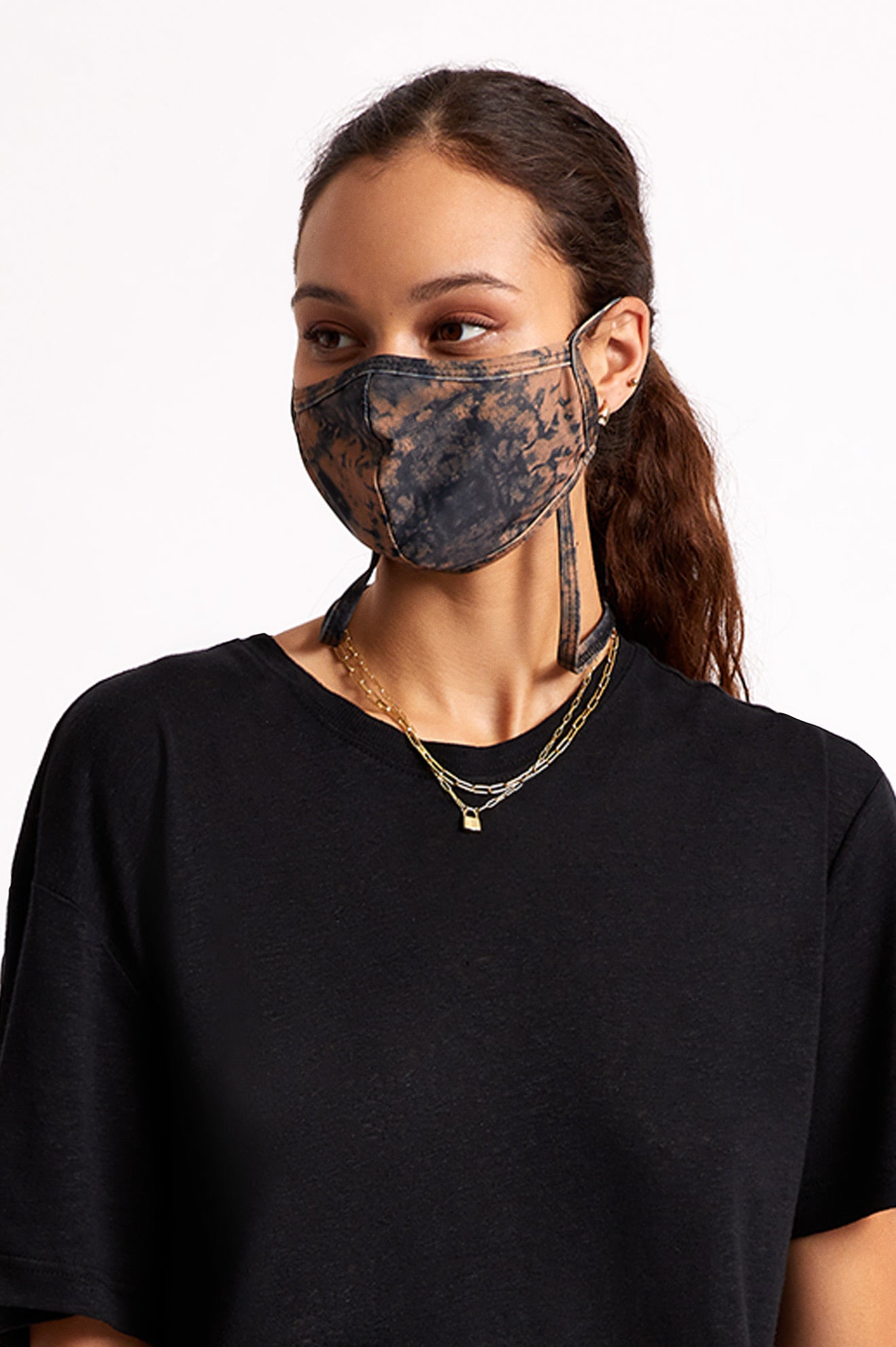 Unisex Brixton Everything Face Masks Black Orange Wash | 4975ZMWXF