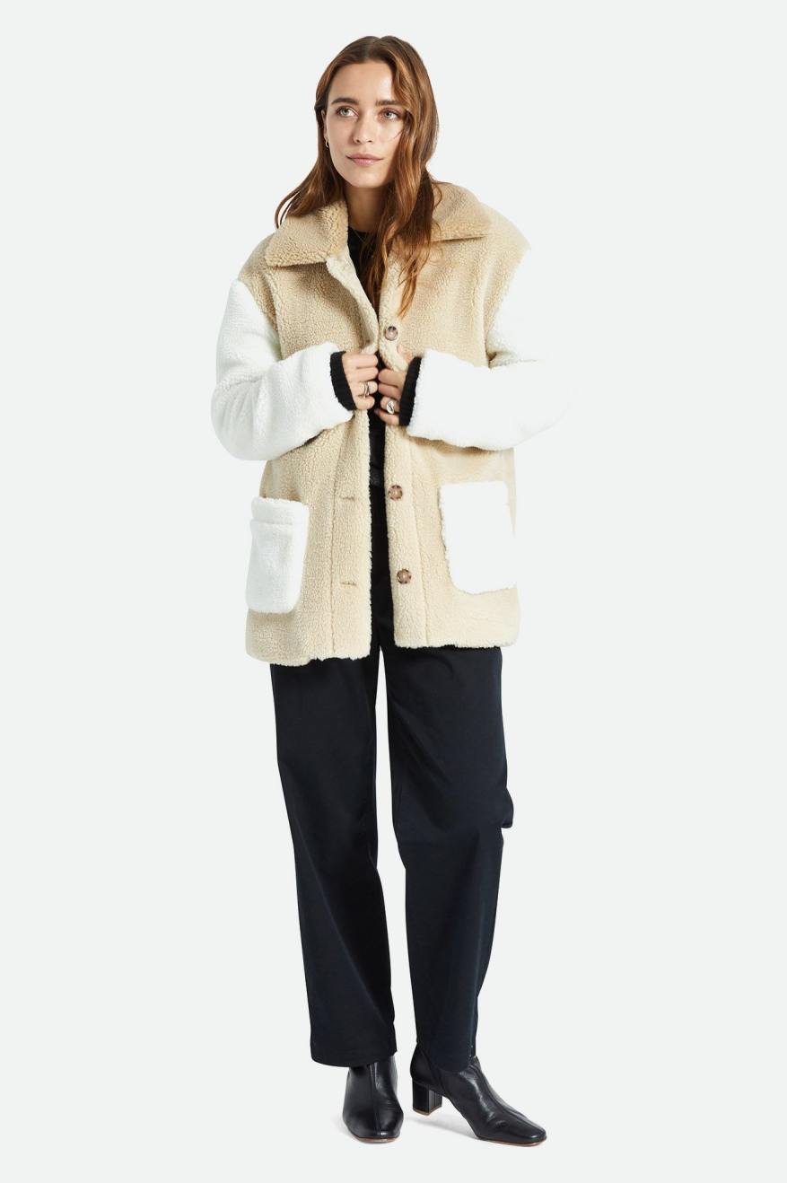 Women's Brixton Bern Sherpa Jackets Light Yellow | 0359OPKRV