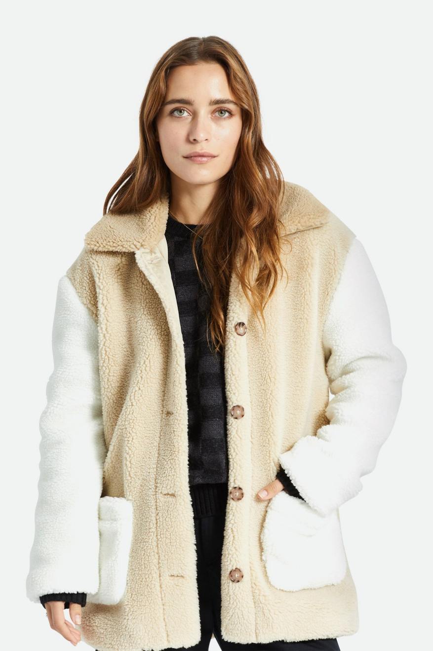 Women's Brixton Bern Sherpa Jackets Light Yellow | 0359OPKRV