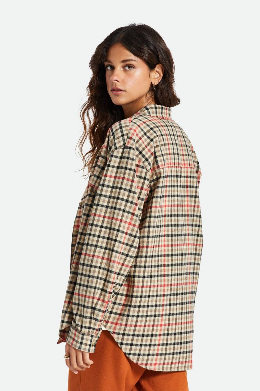 Women's Brixton Bowery Boyfriend L/S Flannels Light Yellow | 1260JPAIV