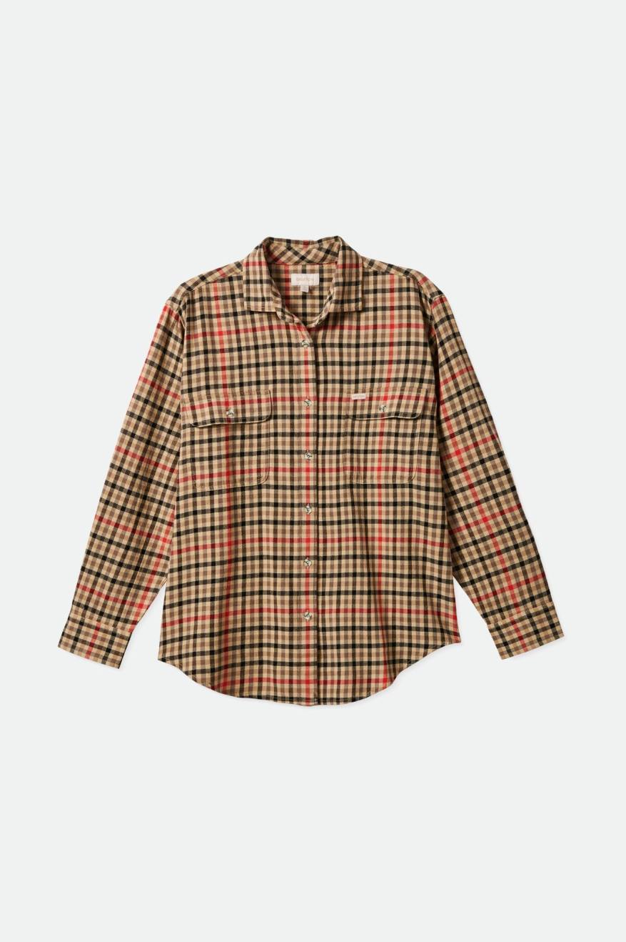 Women's Brixton Bowery Boyfriend L/S Flannels Light Yellow | 1260JPAIV