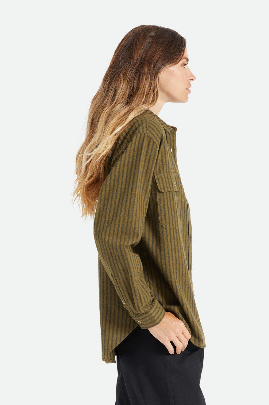 Women's Brixton Bowery Boyfriend L/S Flannels Olive | 1532SRIYK