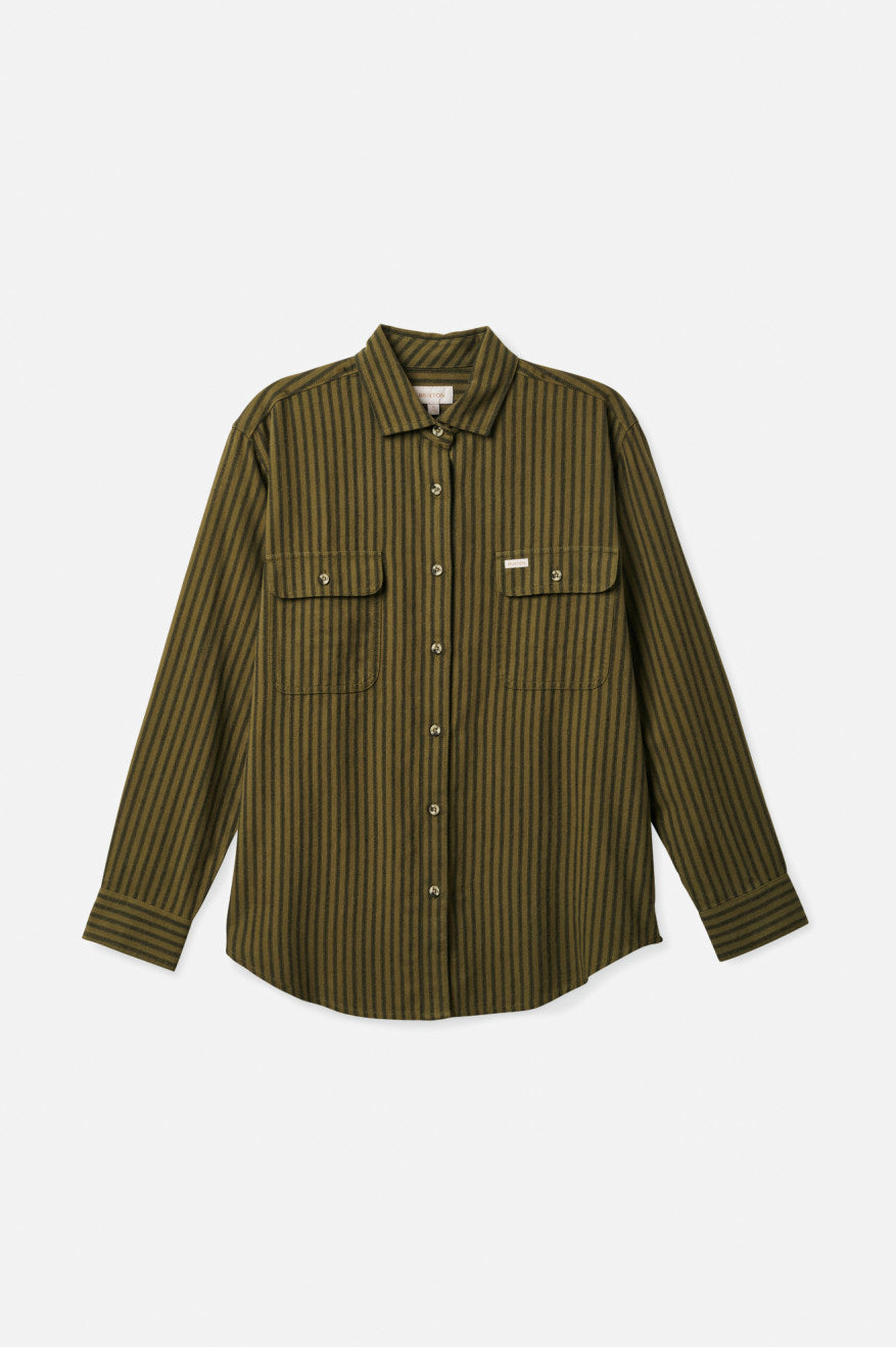 Women's Brixton Bowery Boyfriend L/S Flannels Olive | 1532SRIYK