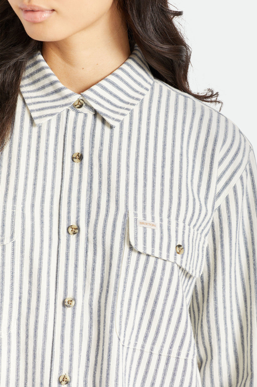 Women's Brixton Bowery Boyfriend L/S Flannels Stripes | 5432YMSKG