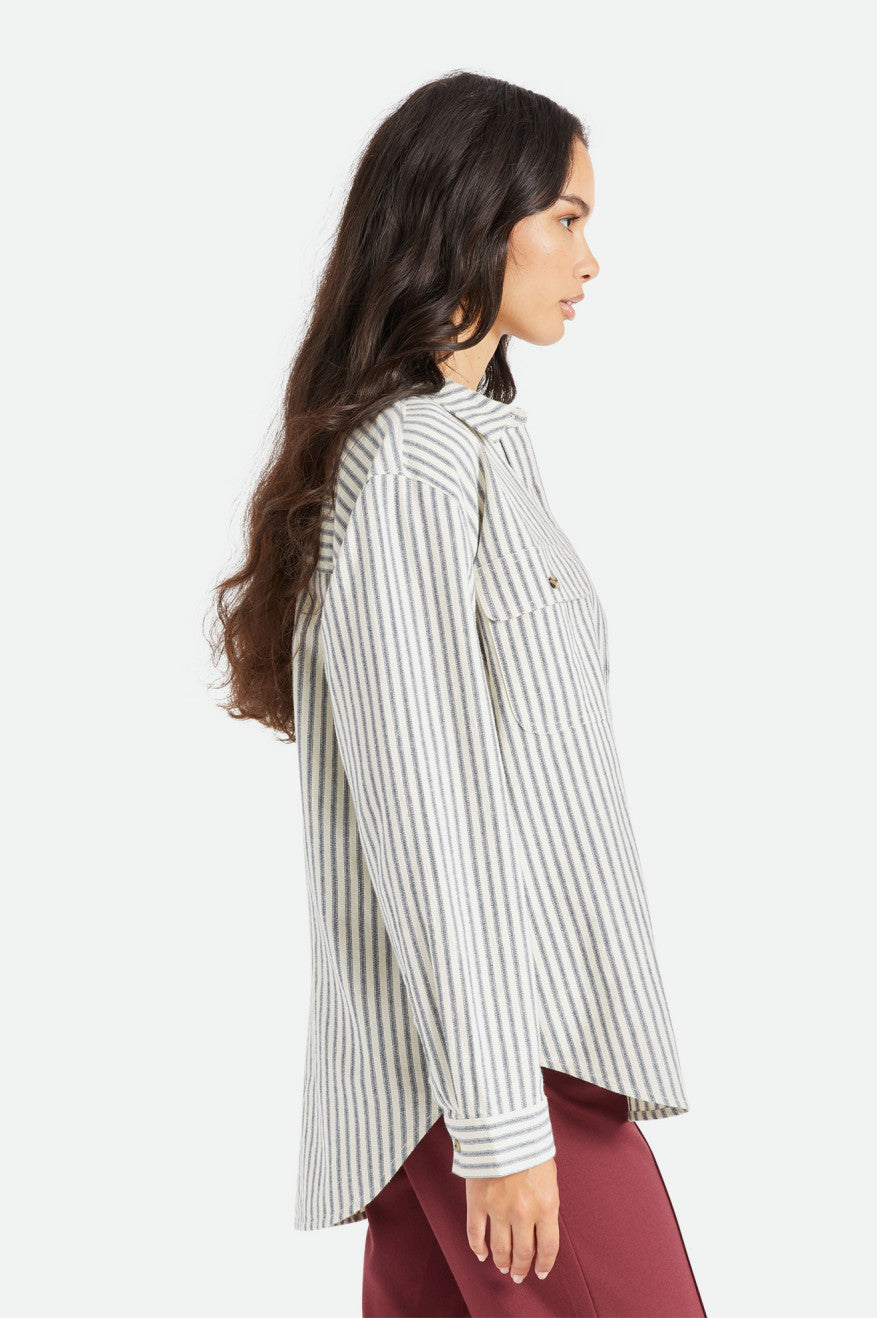 Women's Brixton Bowery Boyfriend L/S Flannels Stripes | 5432YMSKG