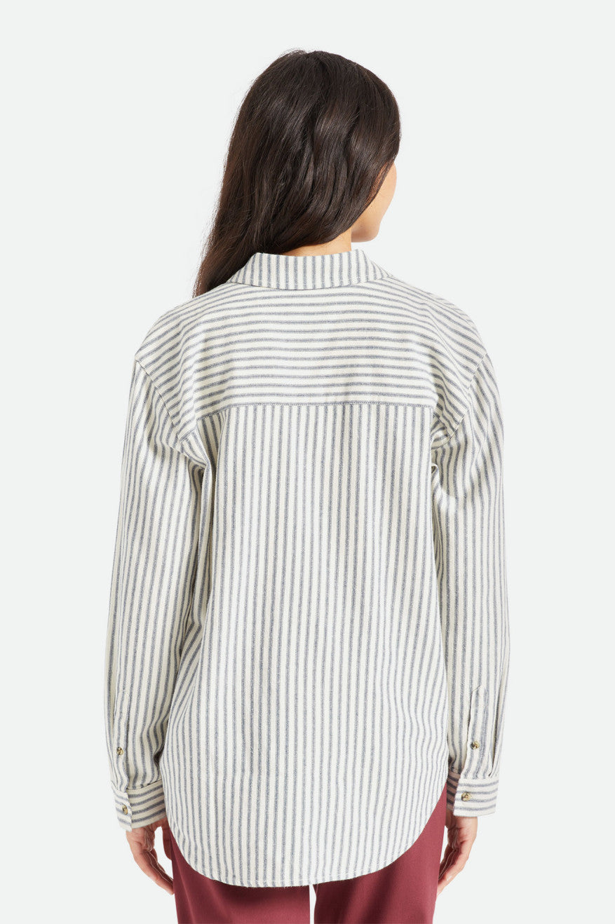 Women's Brixton Bowery Boyfriend L/S Flannels Stripes | 5432YMSKG