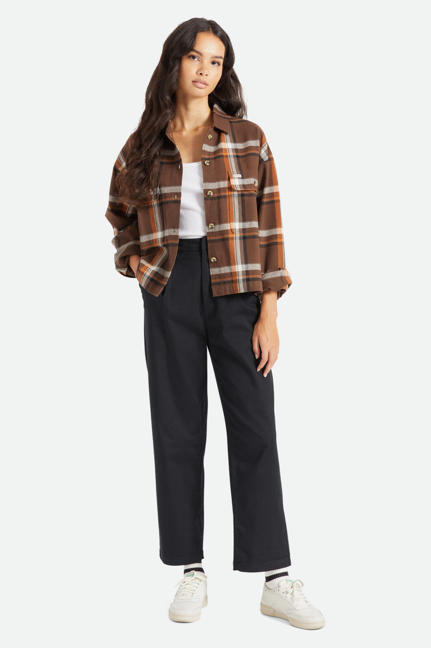 Women's Brixton Bowery L/S Flannels Brown | 7826DGYHX