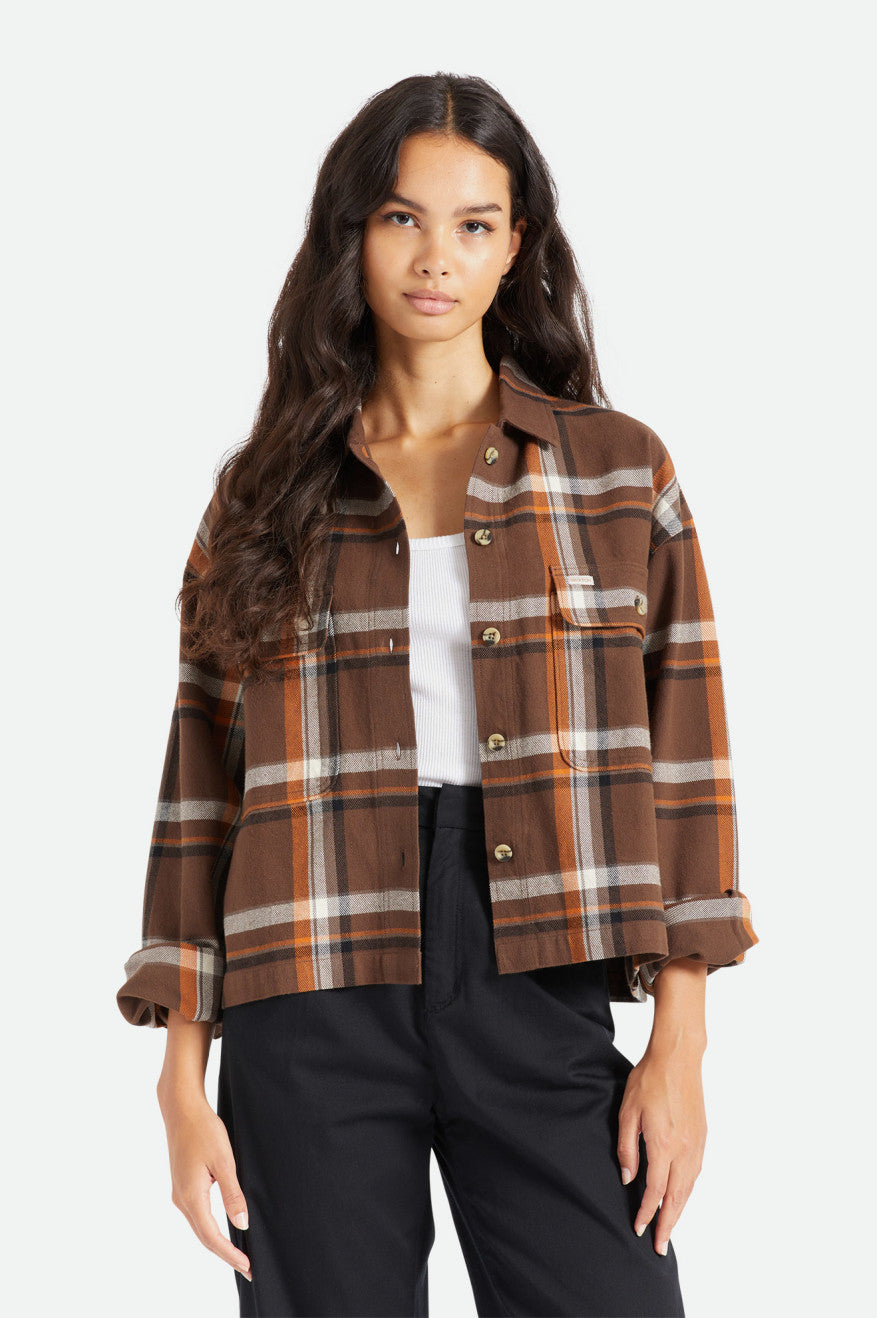 Women's Brixton Bowery L/S Flannels Brown | 7826DGYHX