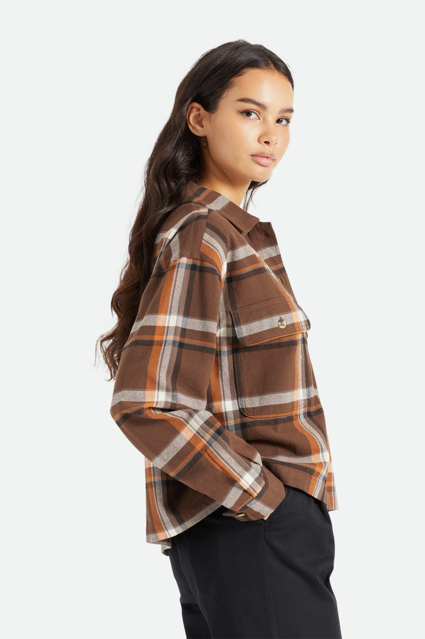 Women's Brixton Bowery L/S Flannels Brown | 7826DGYHX