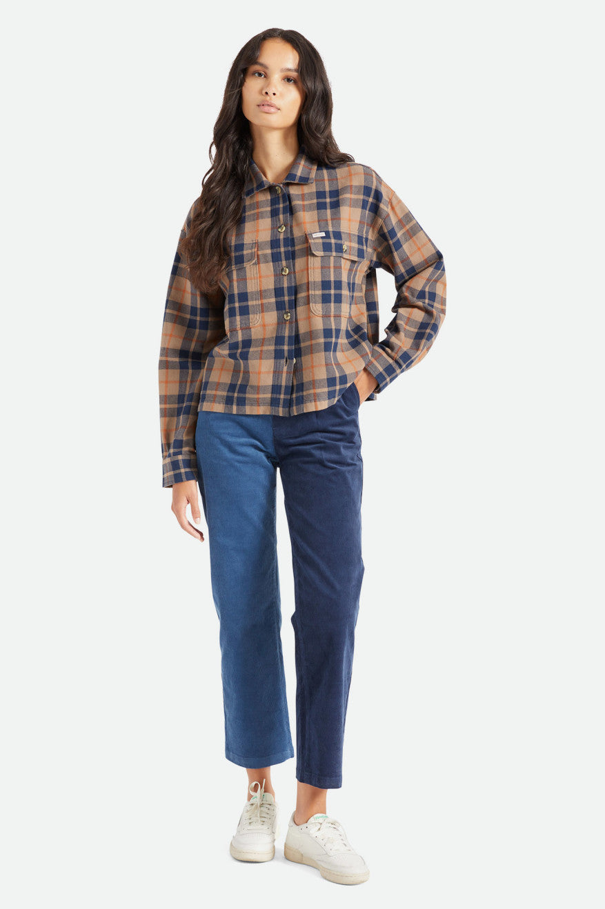 Women's Brixton Bowery L/S Flannels Deep Green | 4019SELCX