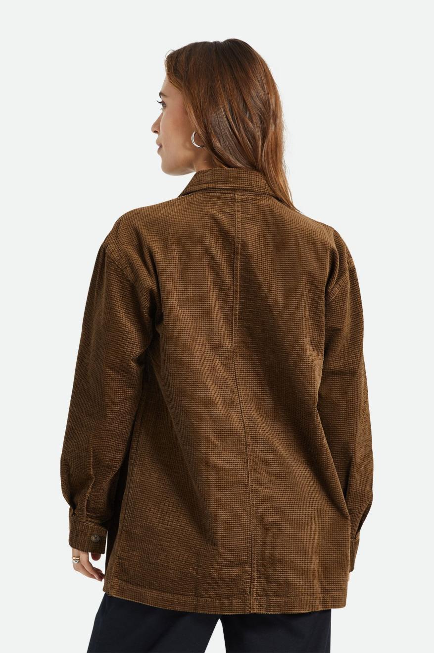 Women's Brixton Dundee Corduroy Overshirt Tops Brown | 5876LVDQF