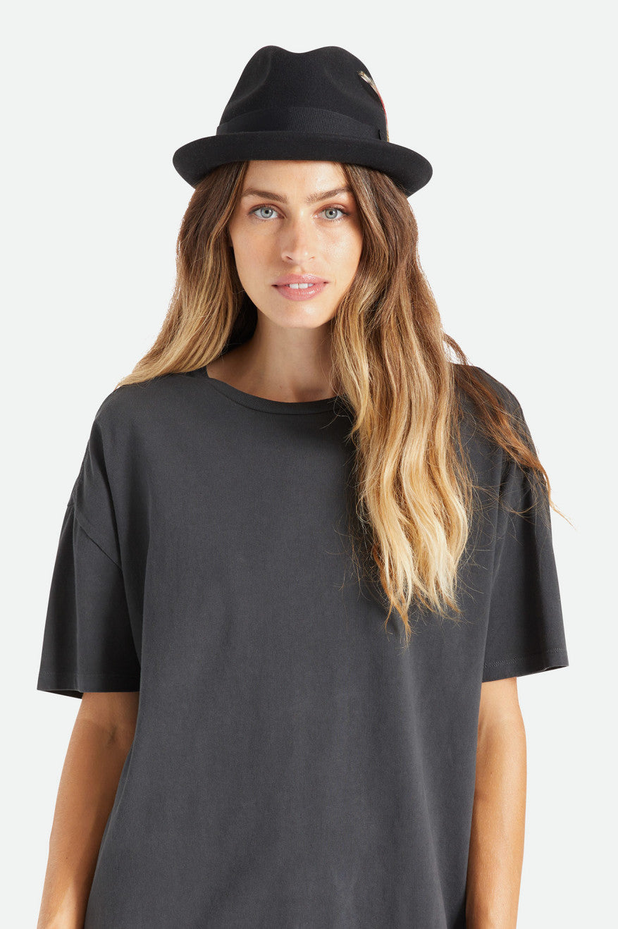 Women's Brixton Gain Fedora Fedoras Black | 0985JMNBU