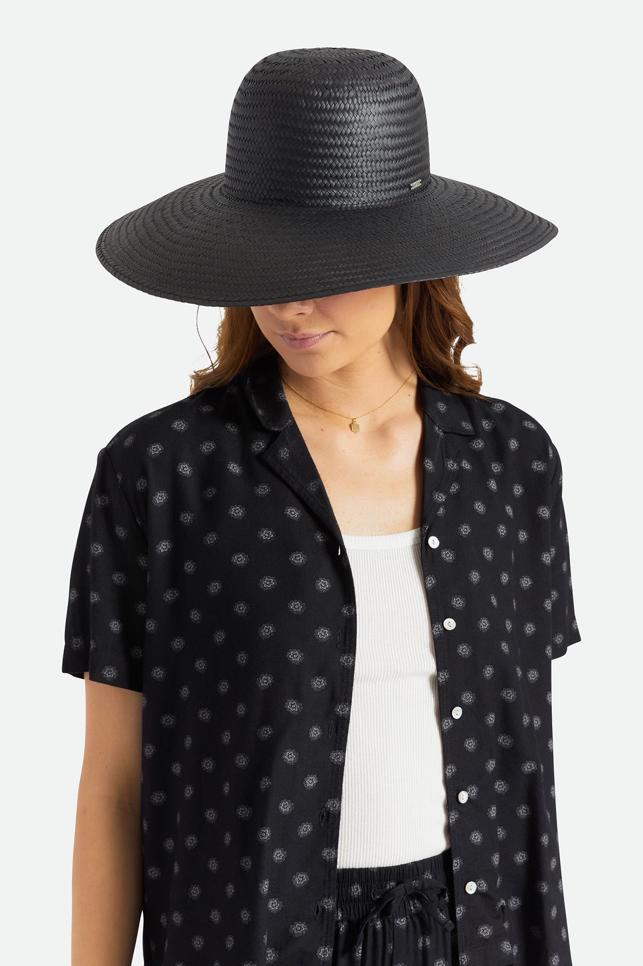 Women's Brixton Janae Sun Straw Hats Black | 6105ZSBEP