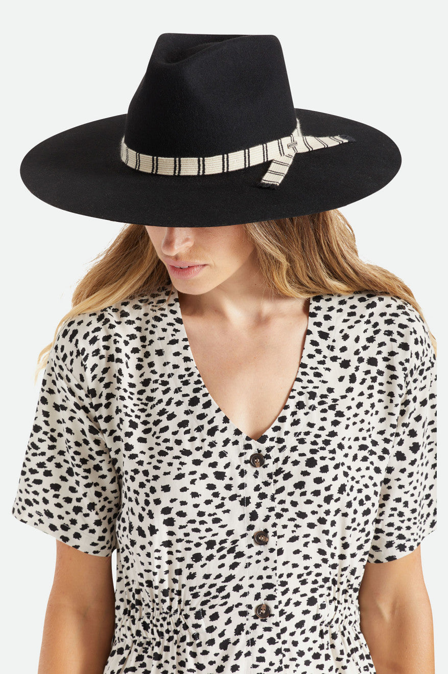 Women's Brixton Leigh Felt Fedora Fedoras Black | 0176LSVJM