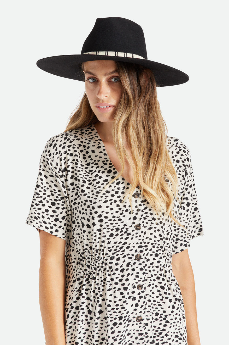 Women's Brixton Leigh Felt Fedora Fedoras Black | 0176LSVJM