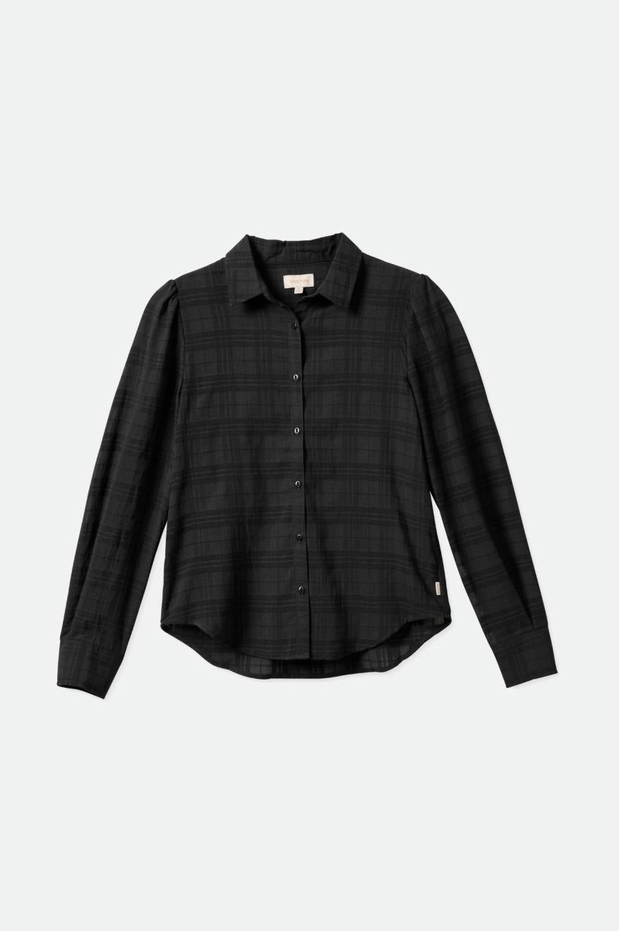 Women's Brixton Leon L/S Woven Tops Black | 1573FRSXJ