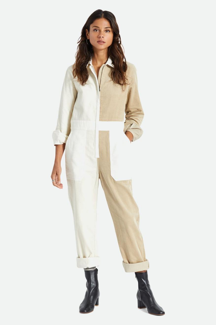 Women's Brixton Mersey Coverall Jumpsuit Light Yellow | 7132SHNBO