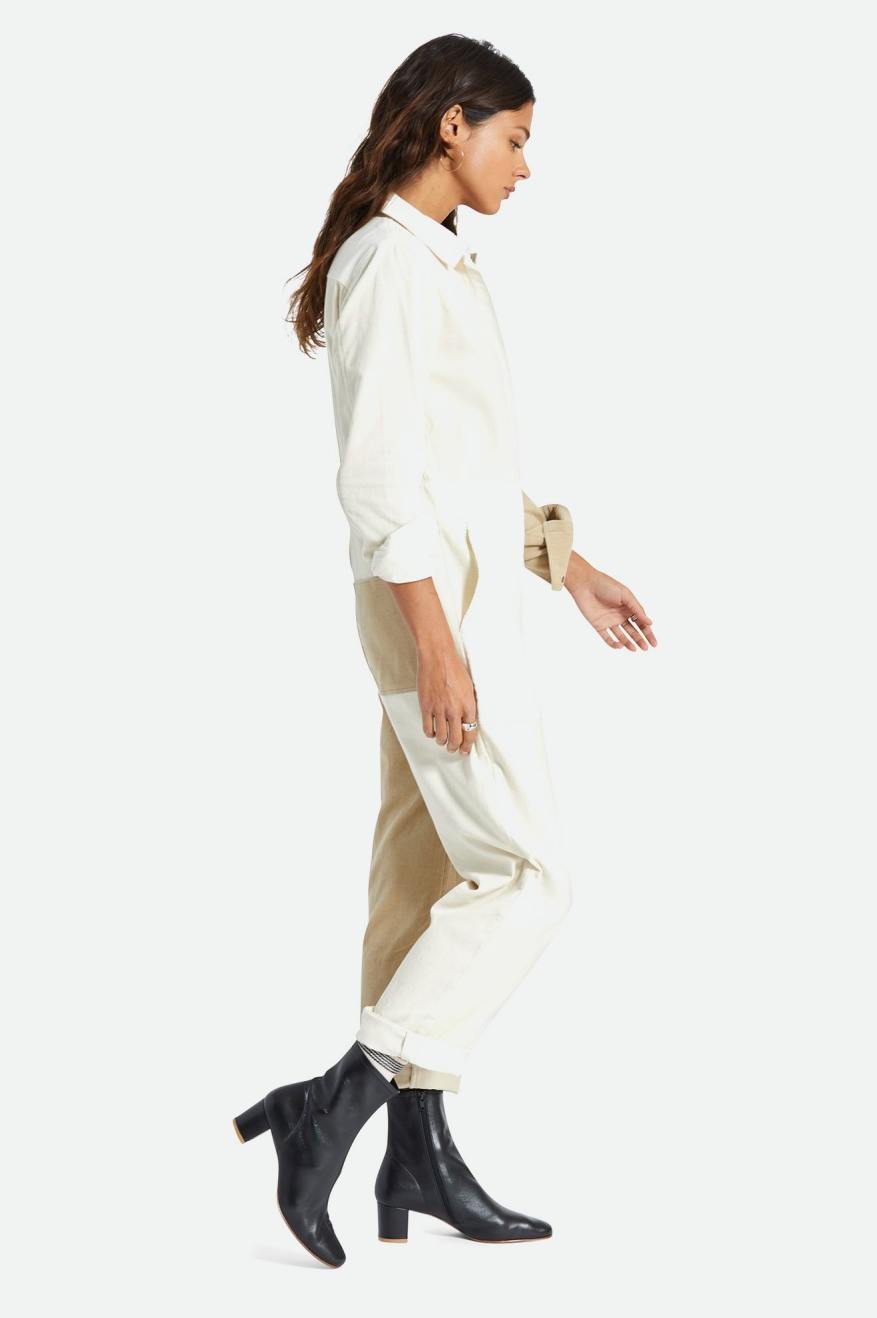 Women's Brixton Mersey Coverall Jumpsuit Light Yellow | 7132SHNBO