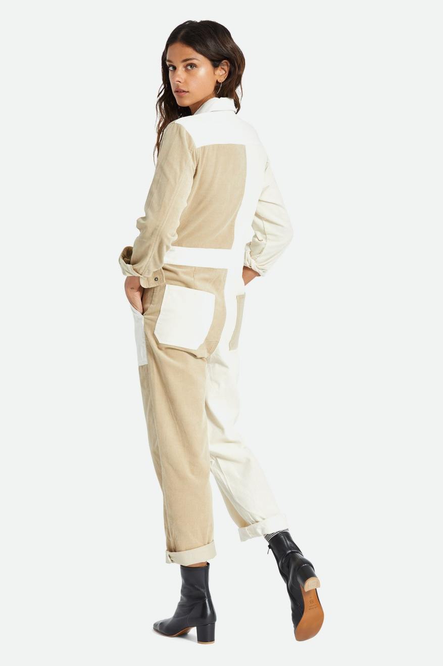 Women's Brixton Mersey Coverall Jumpsuit Light Yellow | 7132SHNBO