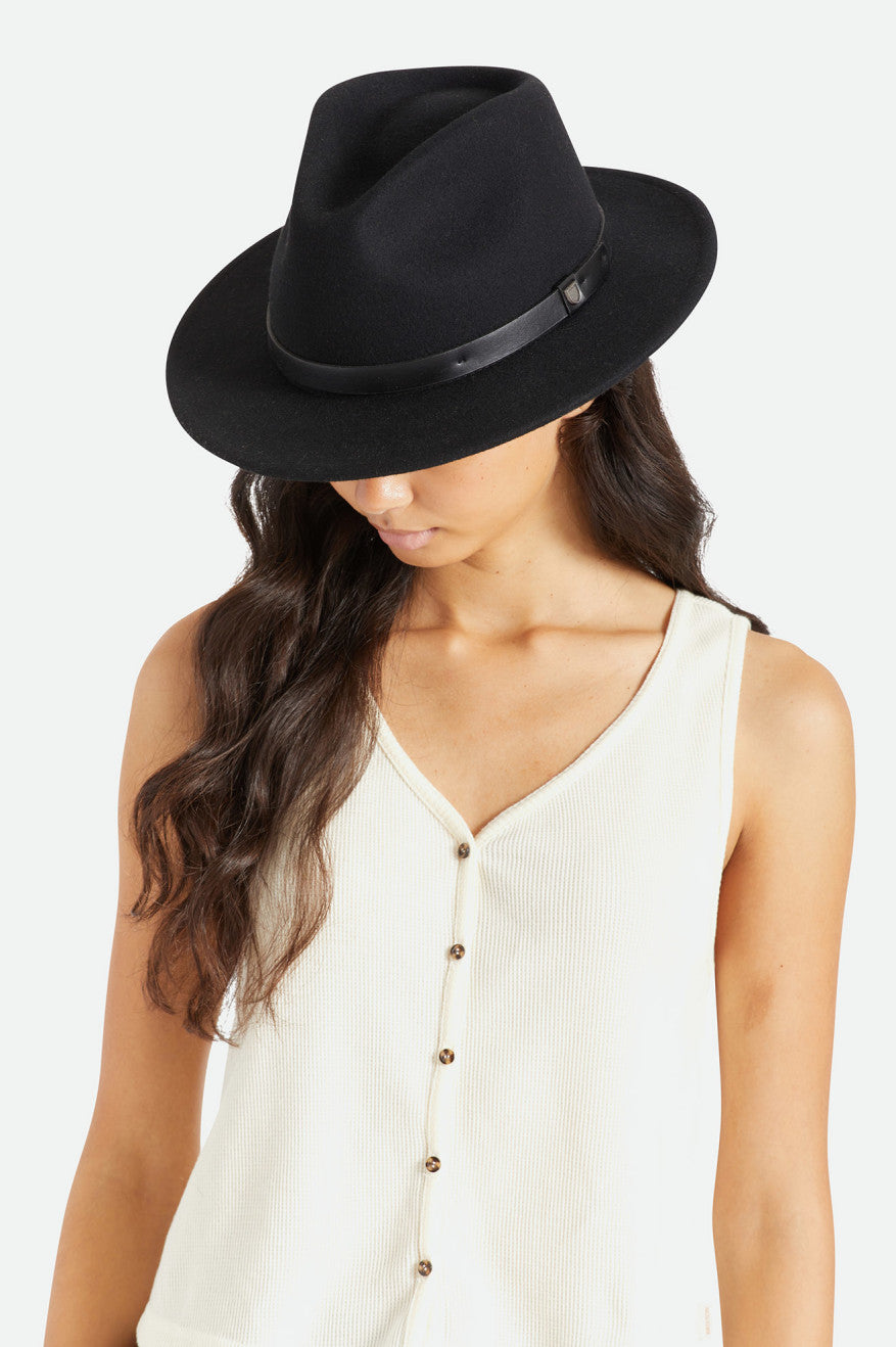 Women's Brixton Messer Fedora Fedoras Black | 3506EDASZ