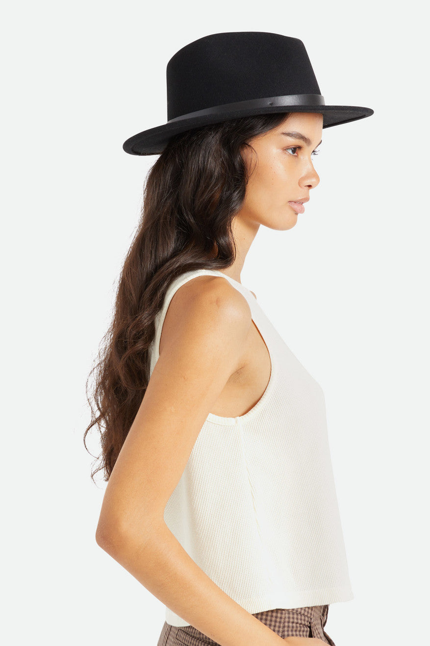 Women's Brixton Messer Fedora Fedoras Black | 3506EDASZ