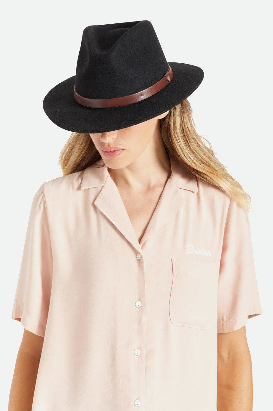 Women's Brixton Messer Fedora Fedoras Black | 4295CHTZF