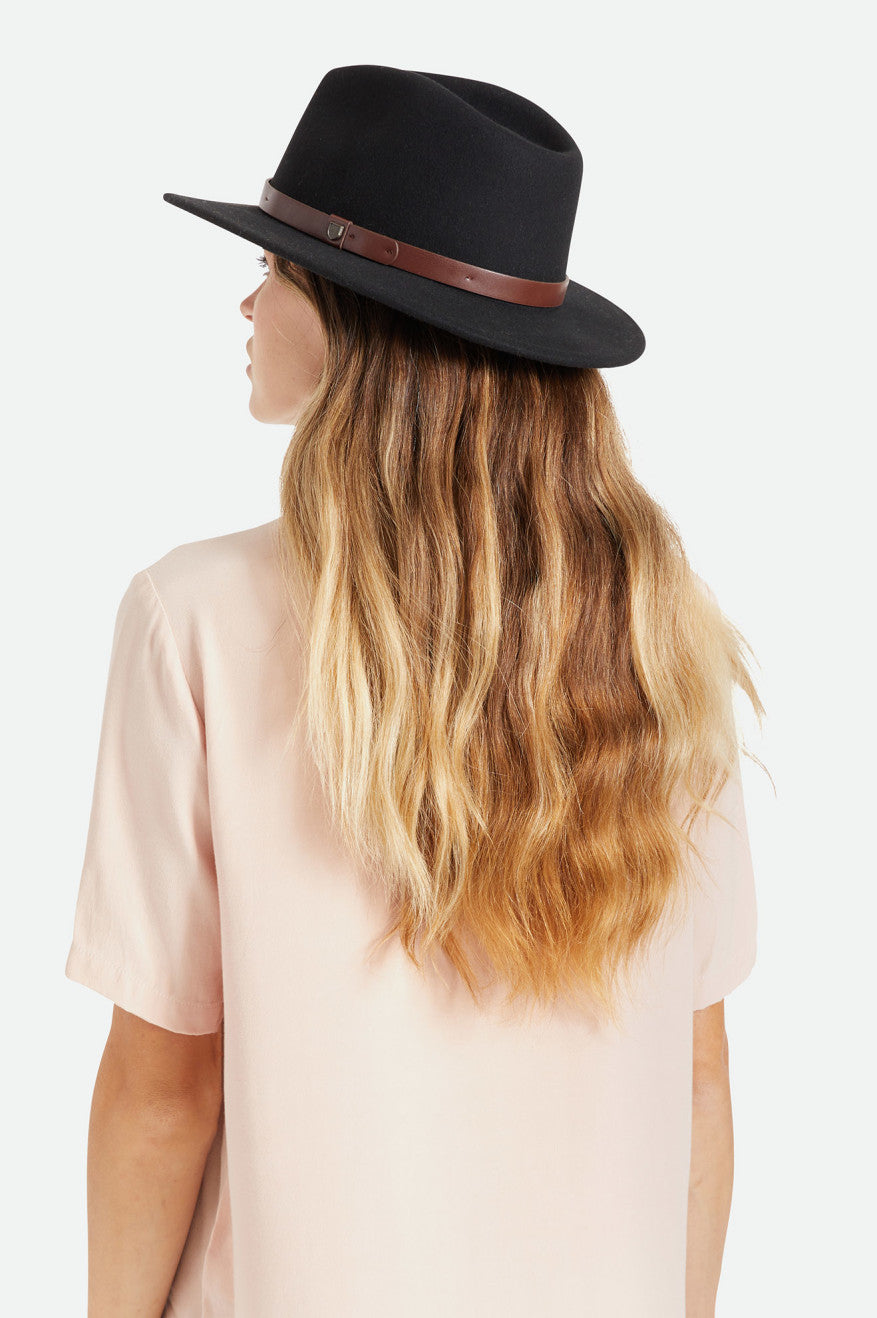 Women's Brixton Messer Fedora Fedoras Black | 4295CHTZF