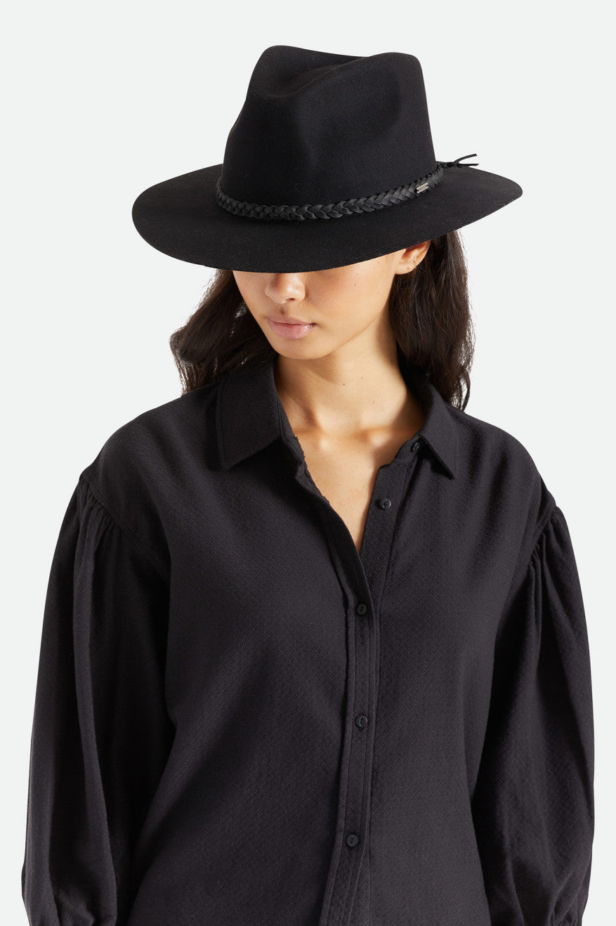 Women's Brixton Messer Western Fedora Fedoras Black | 5918MEJWN