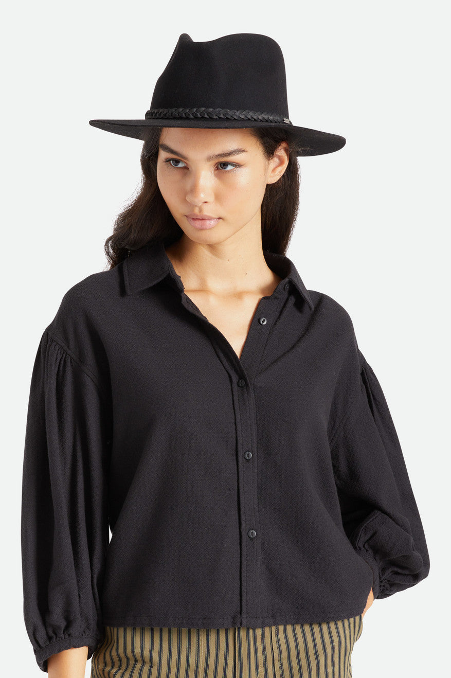 Women's Brixton Messer Western Fedora Fedoras Black | 5918MEJWN