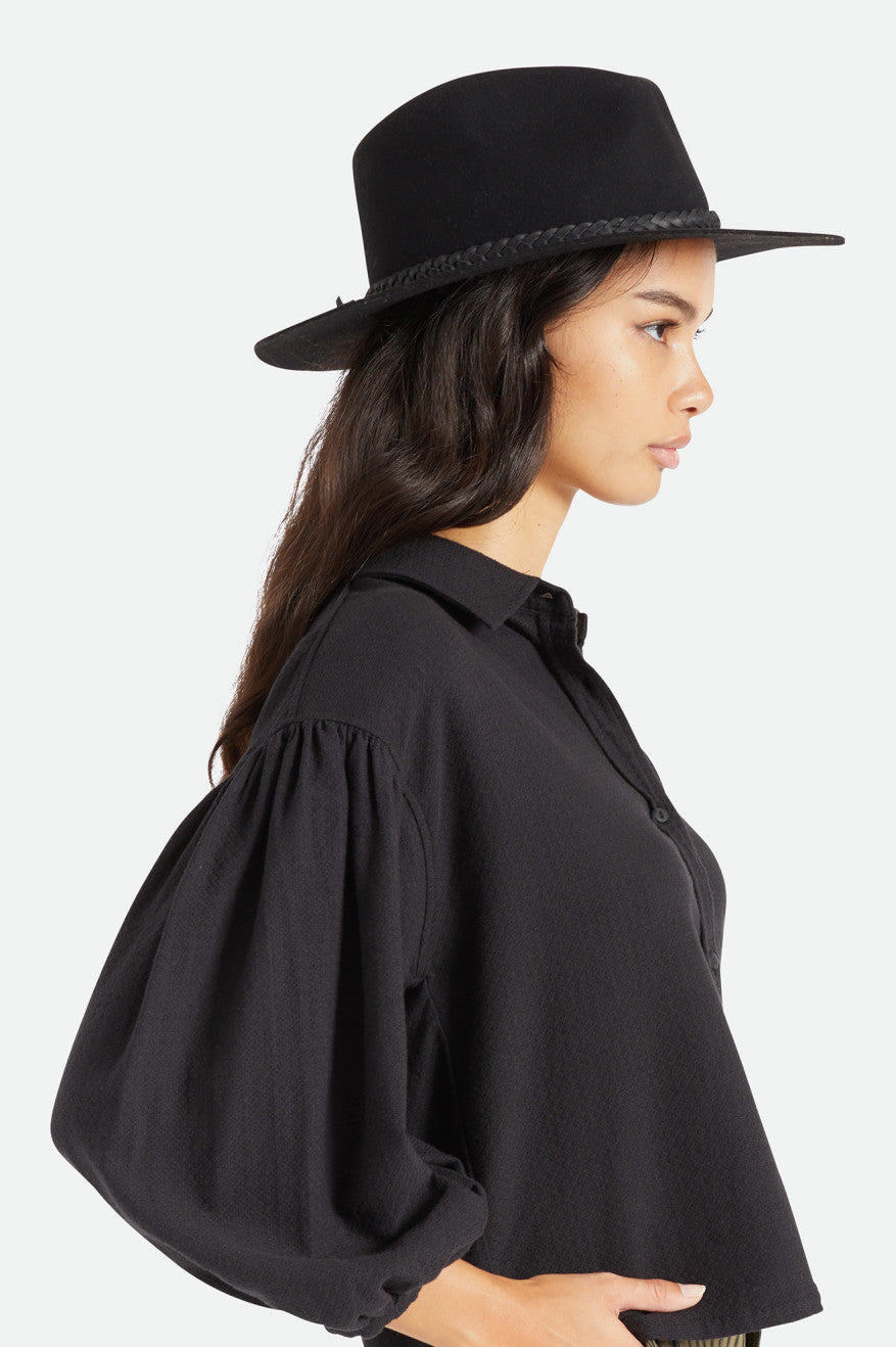 Women's Brixton Messer Western Fedora Fedoras Black | 5918MEJWN