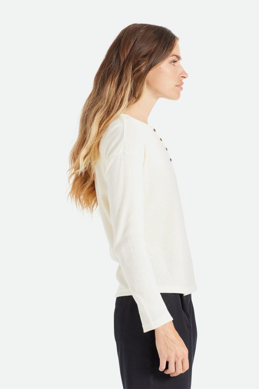 Women's Brixton Monty L/S Henley Tops White | 3056RGFKV