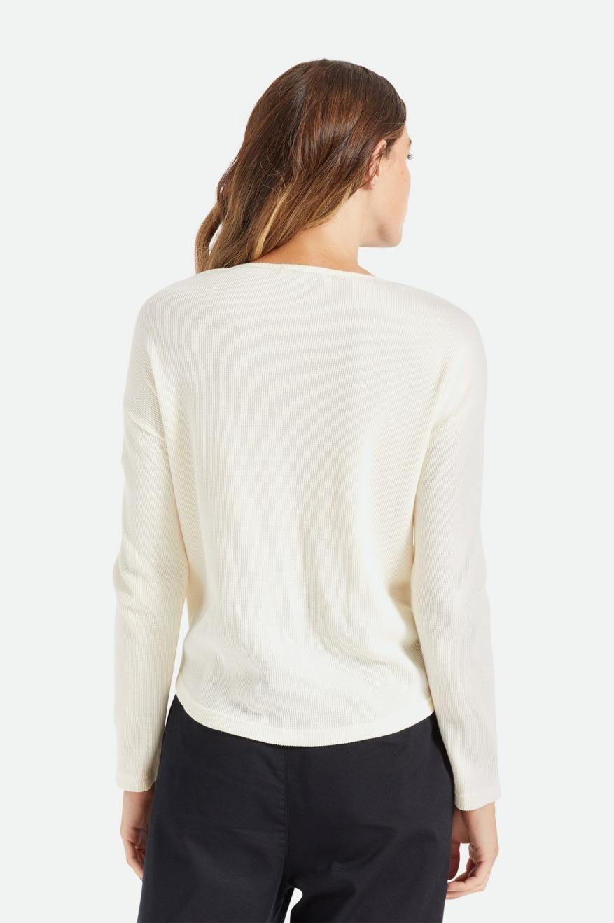 Women's Brixton Monty L/S Henley Tops White | 5402IGOCT