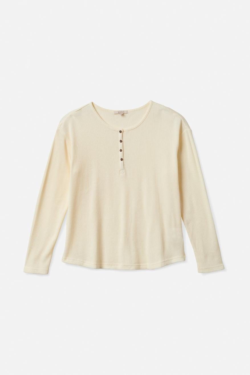 Women's Brixton Monty L/S Henley Tops White | 5402IGOCT