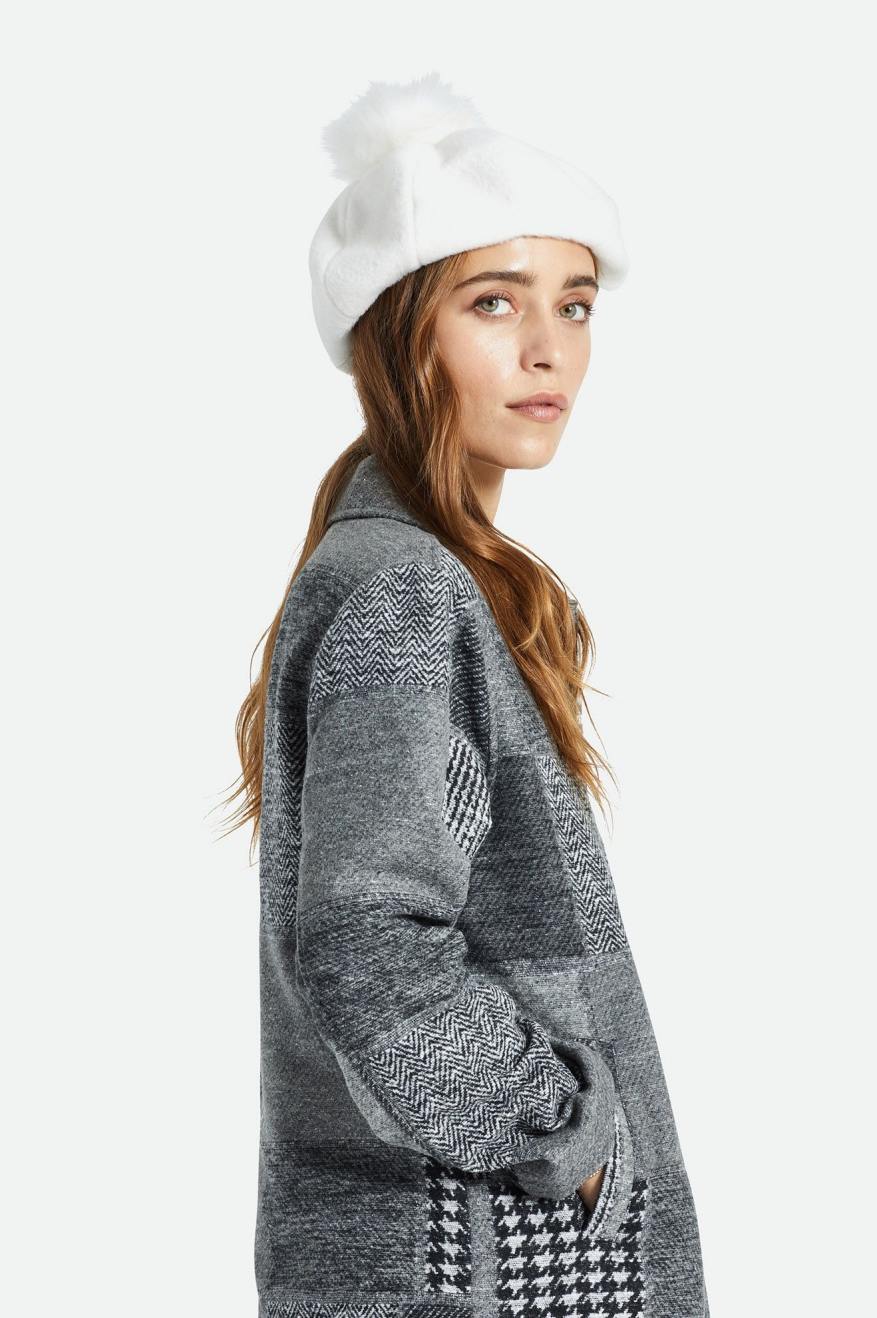 Women's Brixton Natalie Oversized Pom Beret Hats White | 6209MNZDQ