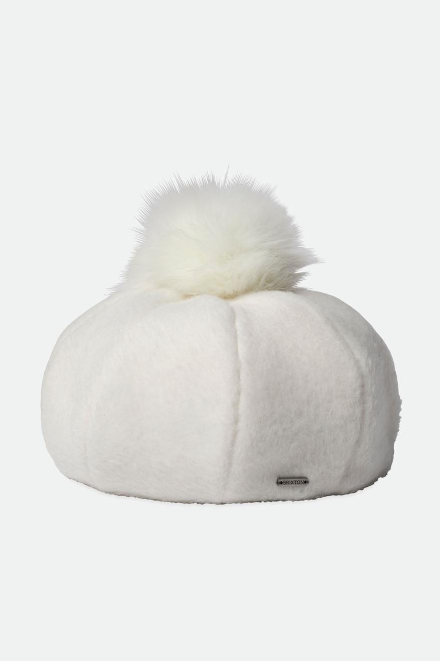 Women's Brixton Natalie Oversized Pom Beret Hats White | 6209MNZDQ