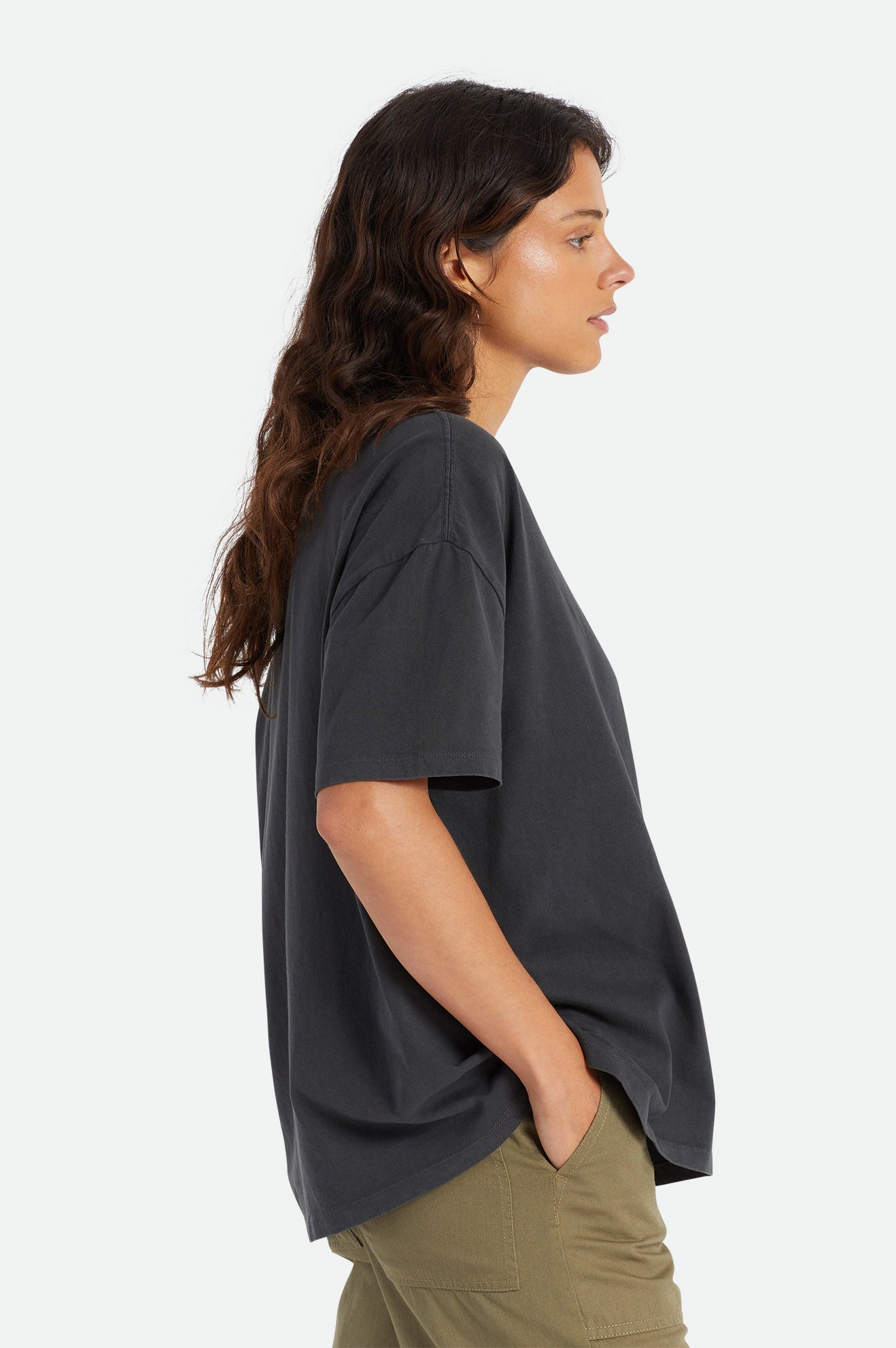 Women's Brixton Oversized Boyfriend Tee Tops Black | 0816GJITK