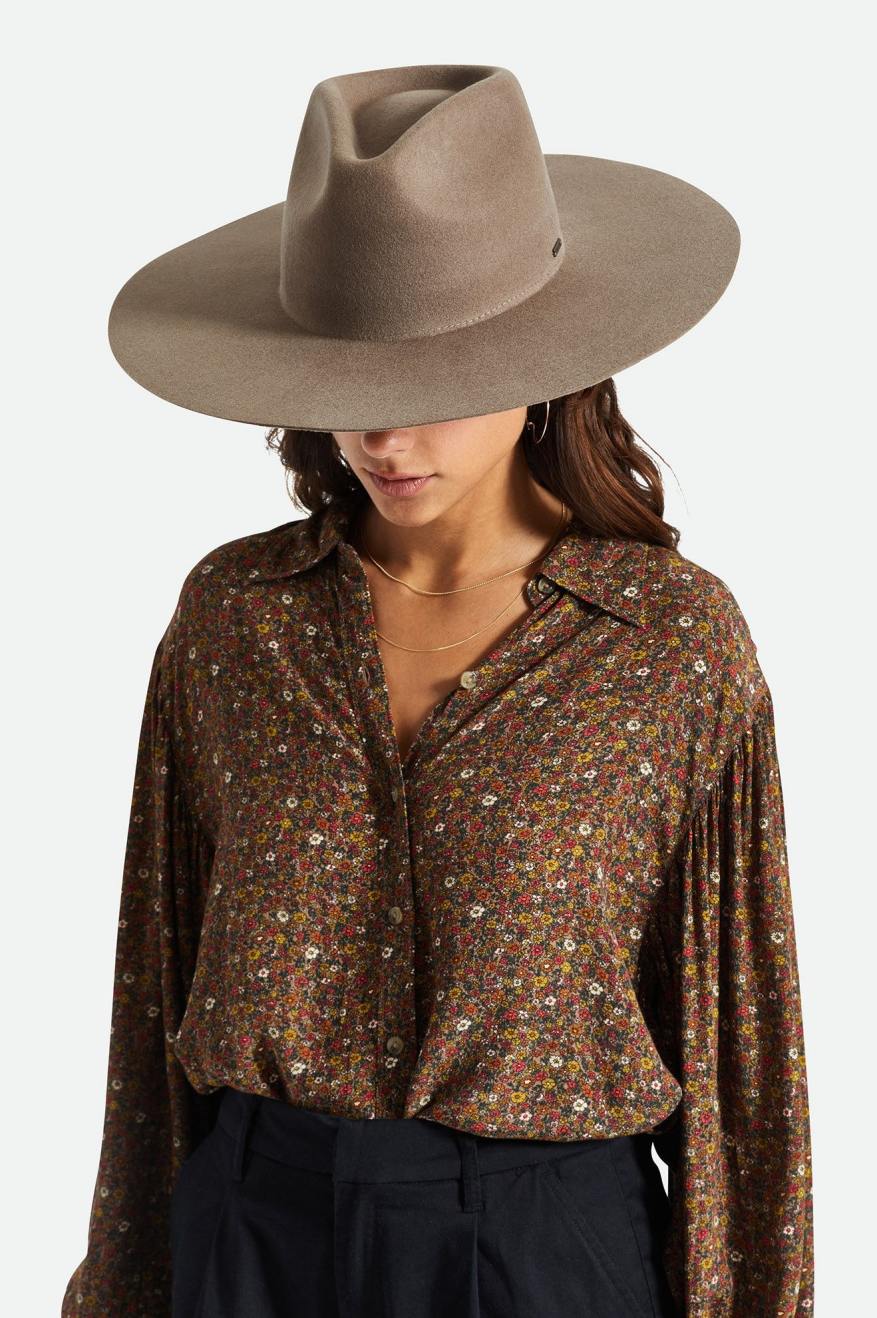 Women\'s Brixton Primrose Felt Fedora Fedoras Grey | 3248IDESL