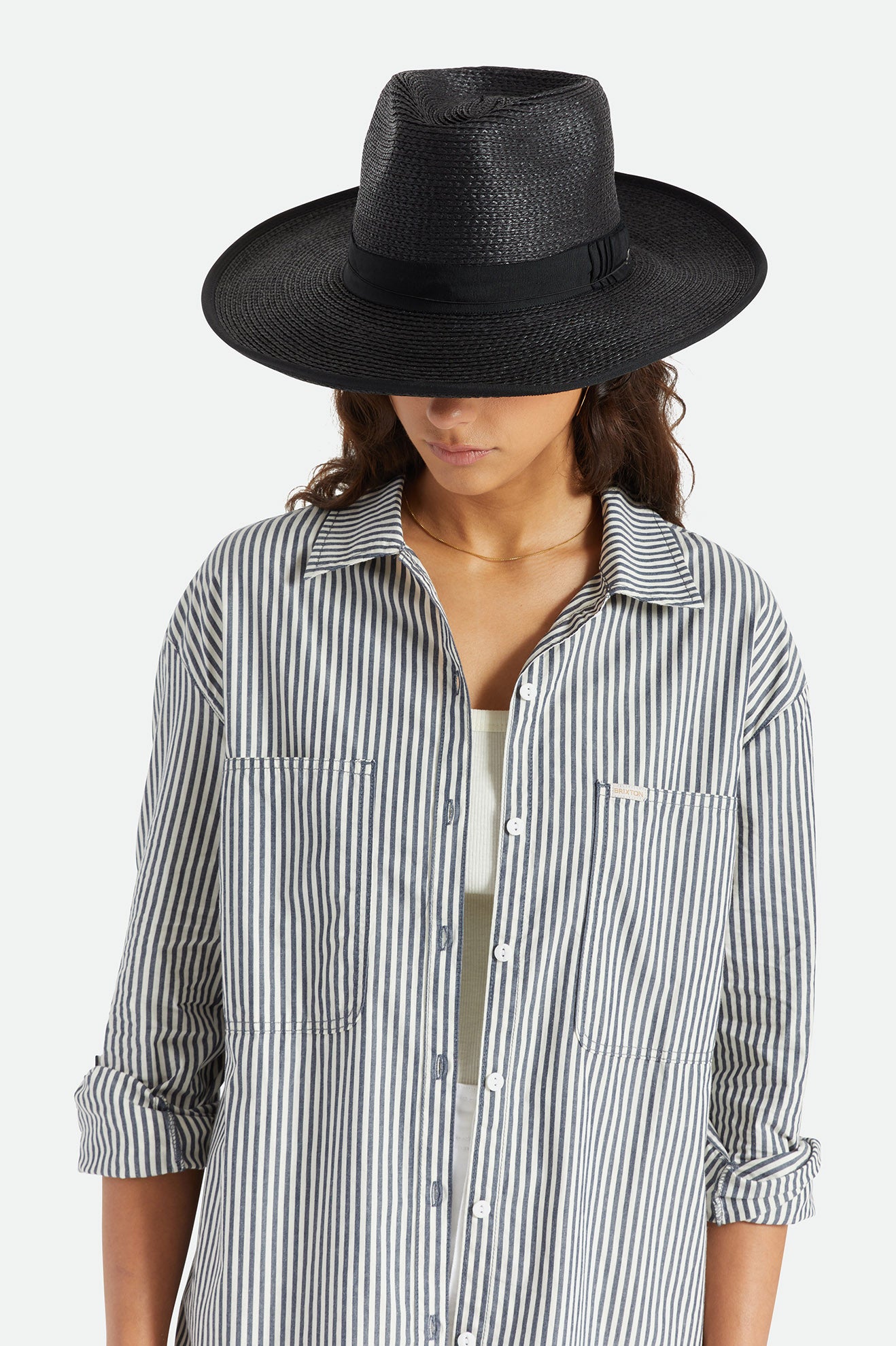 Women's Brixton Reno Straw Hats Black | 9081IHWTC