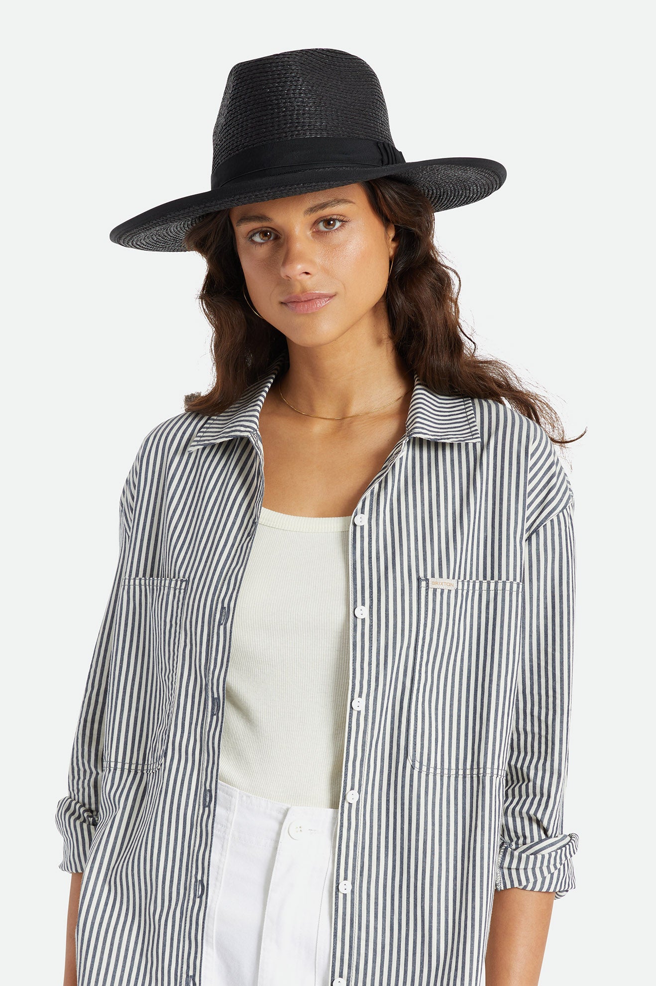 Women's Brixton Reno Straw Hats Black | 9081IHWTC