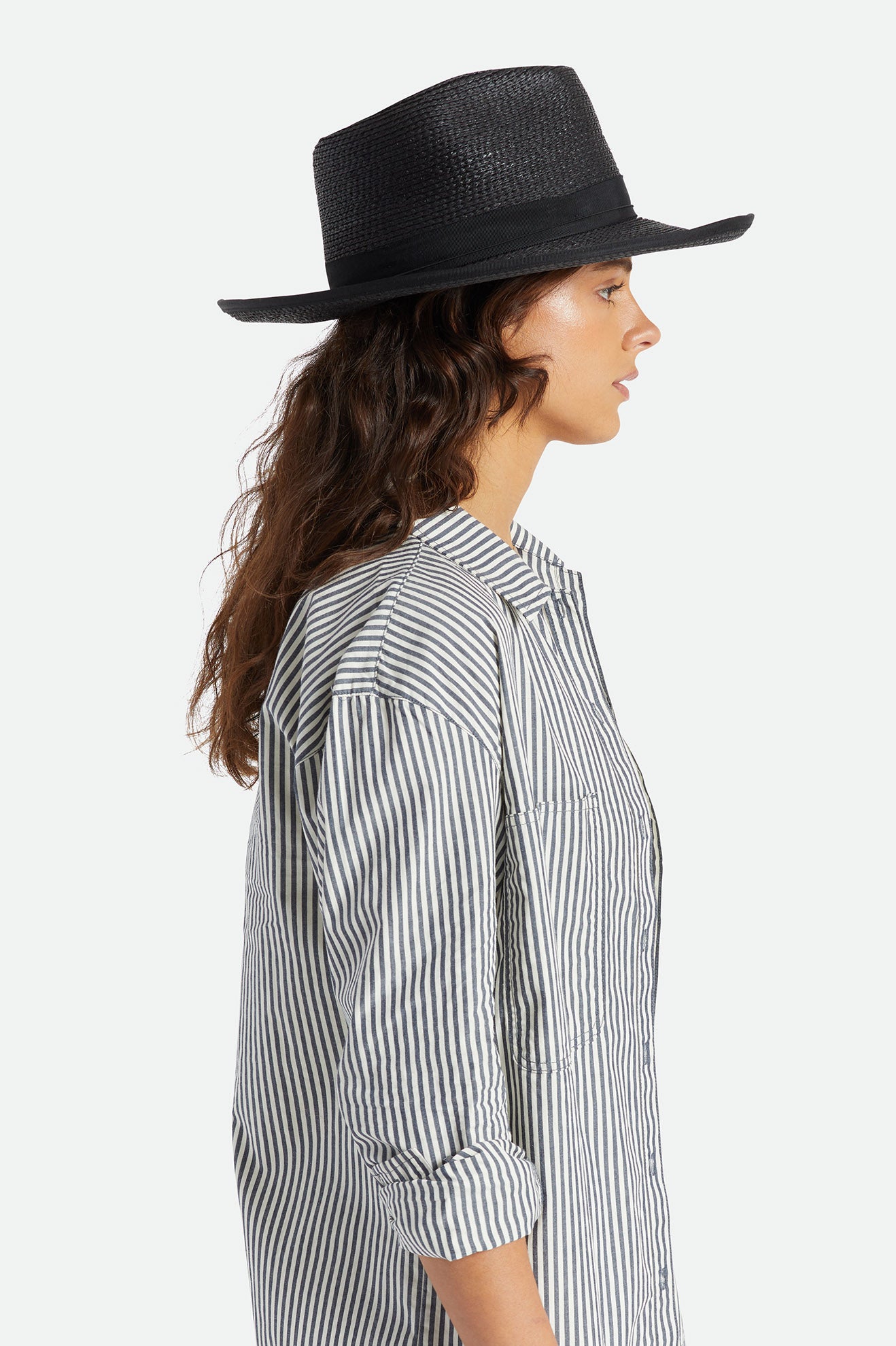 Women's Brixton Reno Straw Hats Black | 9081IHWTC