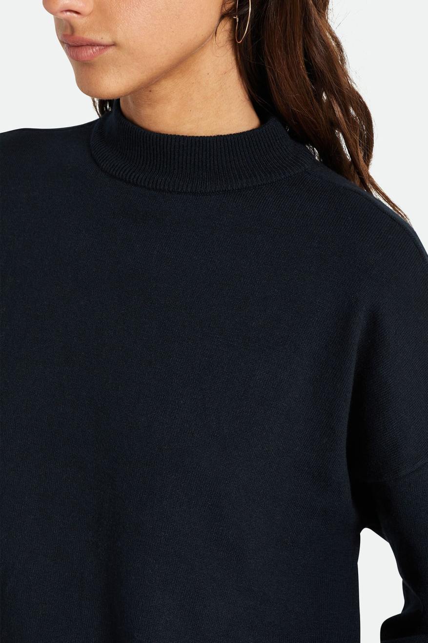 Women's Brixton Reserve Oversized Cashmere Sweater Tops Black | 1246FVXIE