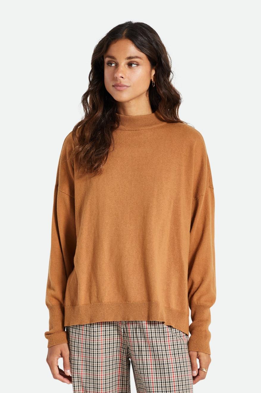 Women's Brixton Reserve Oversized Cashmere Sweater Tops Orange | 1326UDBLG