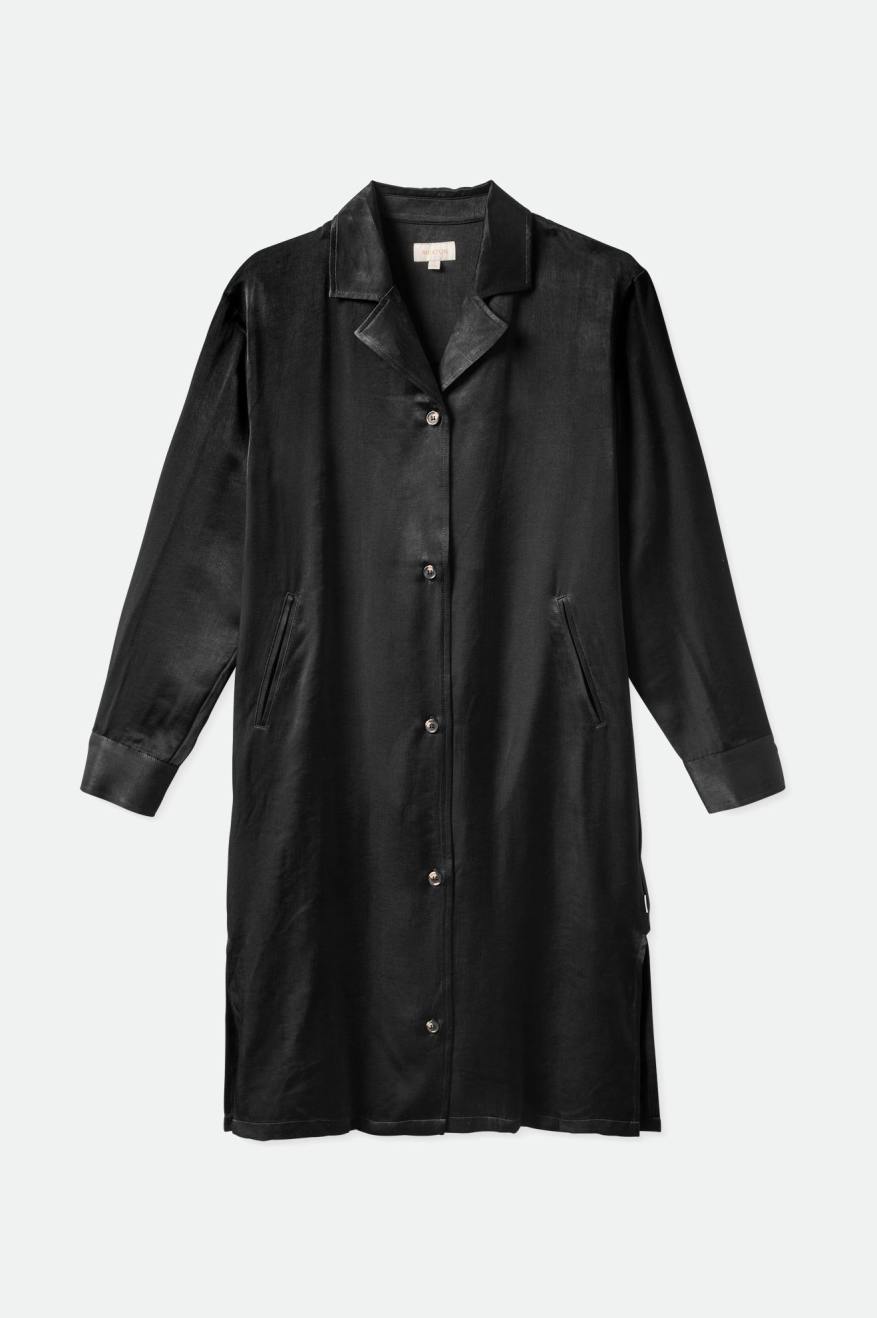 Women's Brixton Satin Blazer Shirt Dress Black | 3691BDFMW