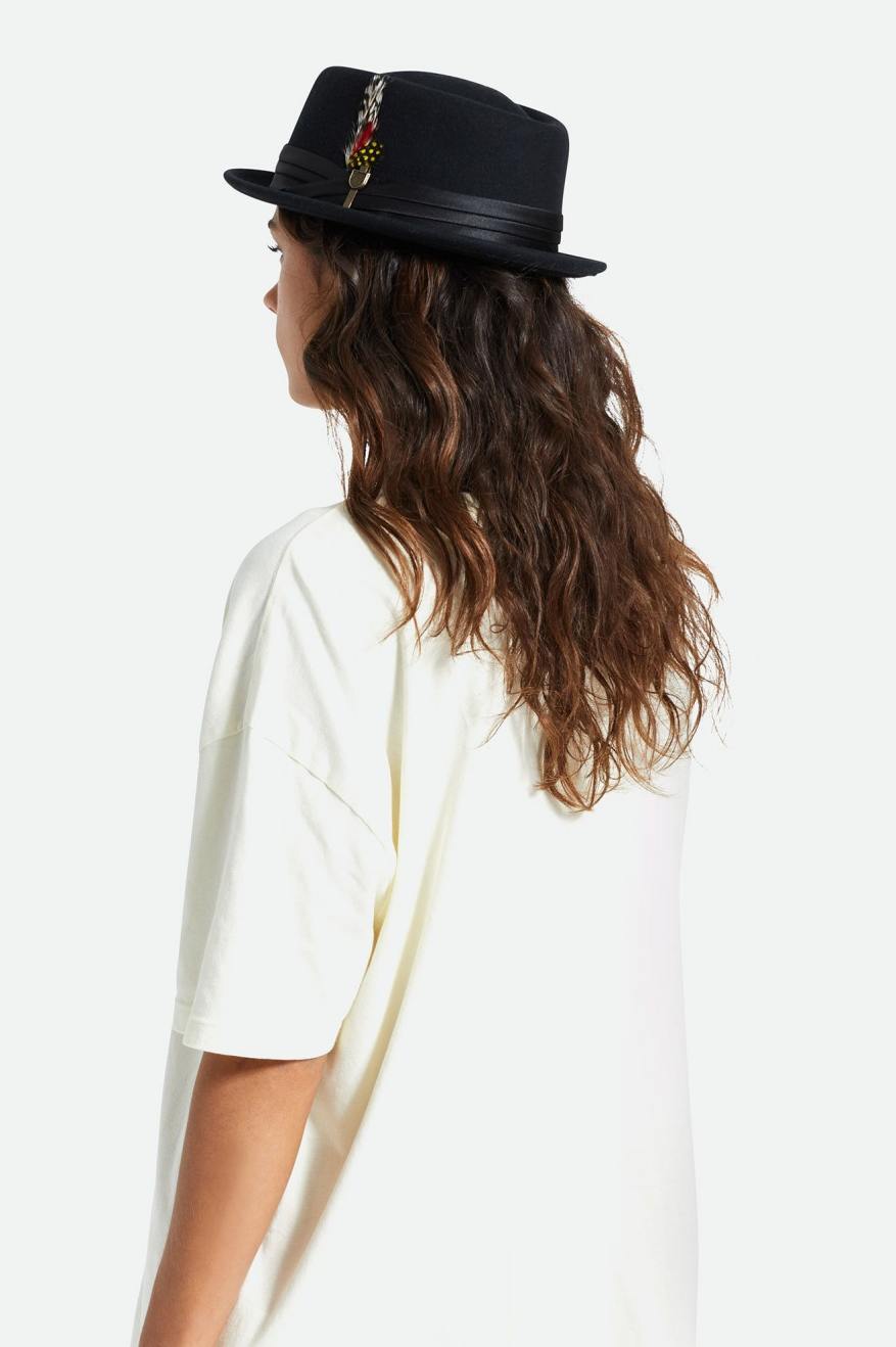 Women's Brixton Stout Pork Pie Hats Black | 6041ONCLD