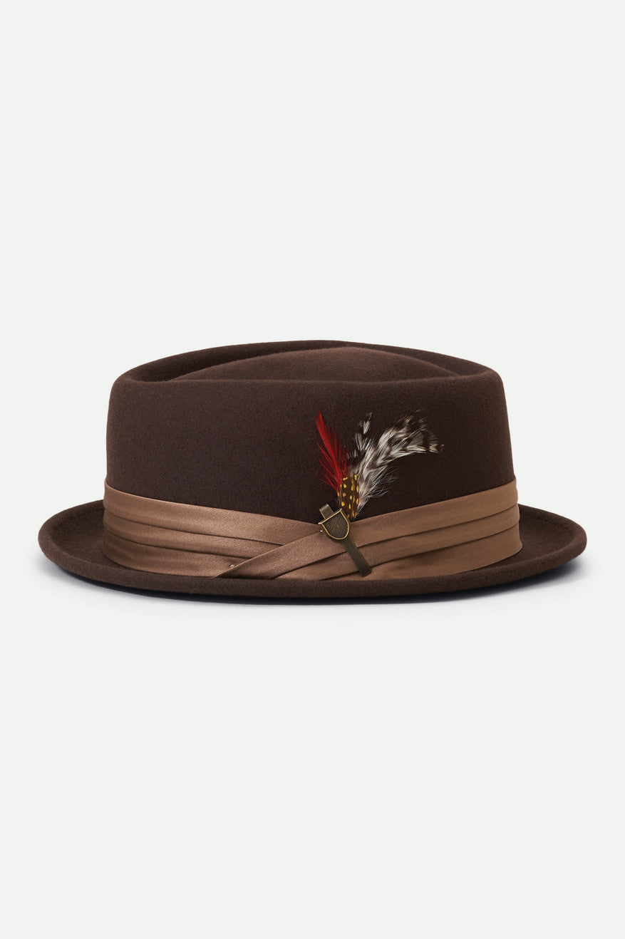 Women's Brixton Stout Pork Pie Hats Brown | 7432GOYBU